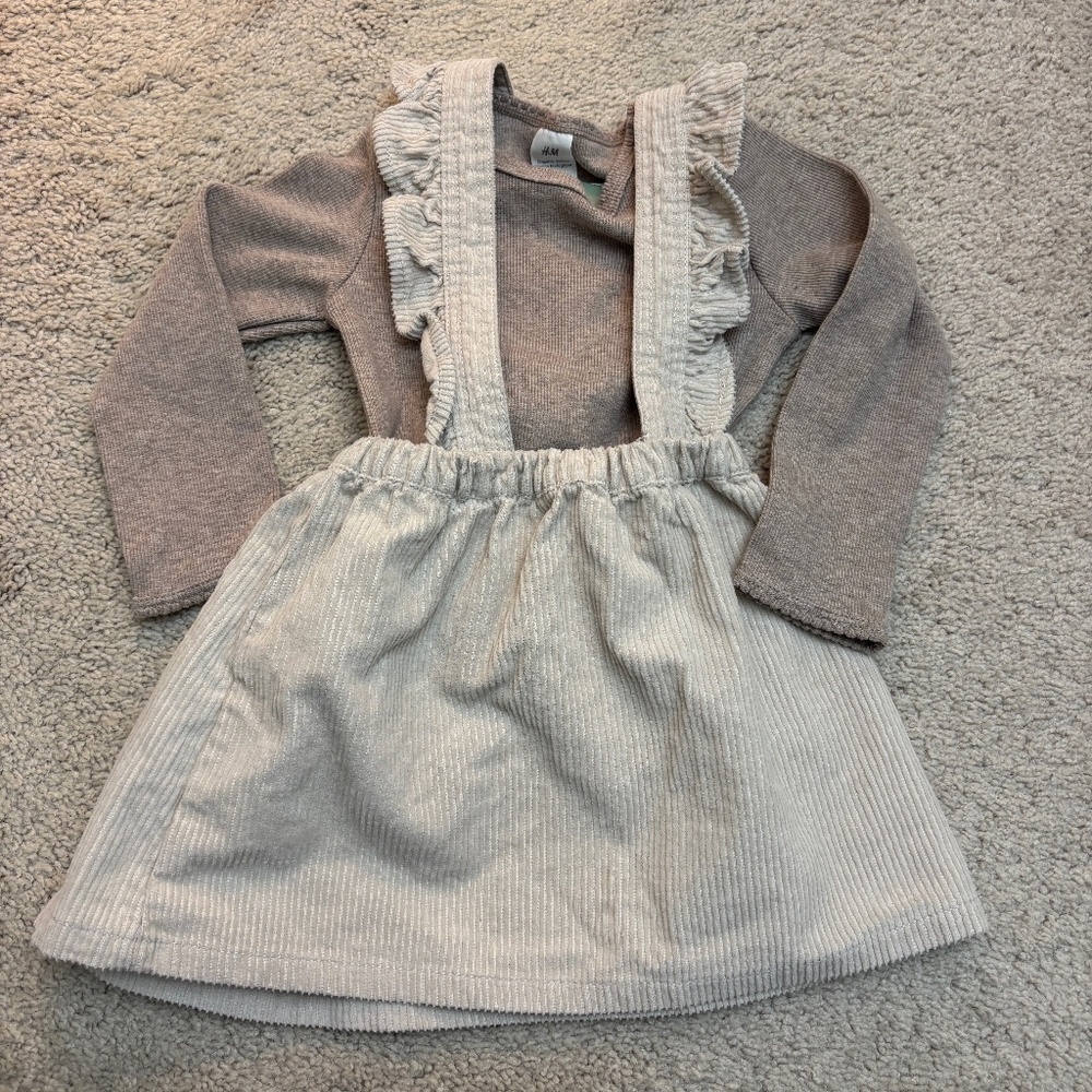 H&M Baby Girl Pinafore Dress with Top Set